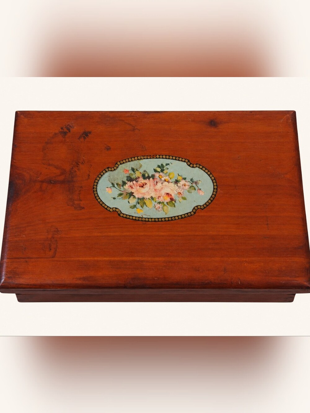 MCM 1960s Vintage Wooden Keepsake Box Hand Carved Brass Hinges Cottagecore